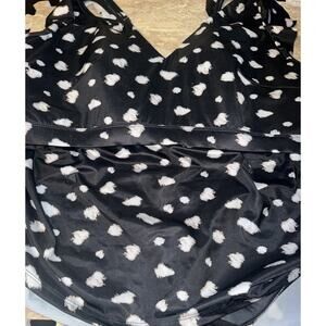 Swim Cacique Bikini Plus Size 22 24 Lightly Lined No Wire Black White Animal